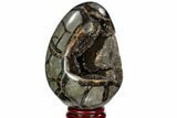 Septarian Dragon Egg Geode - Black Crystals #111232-2